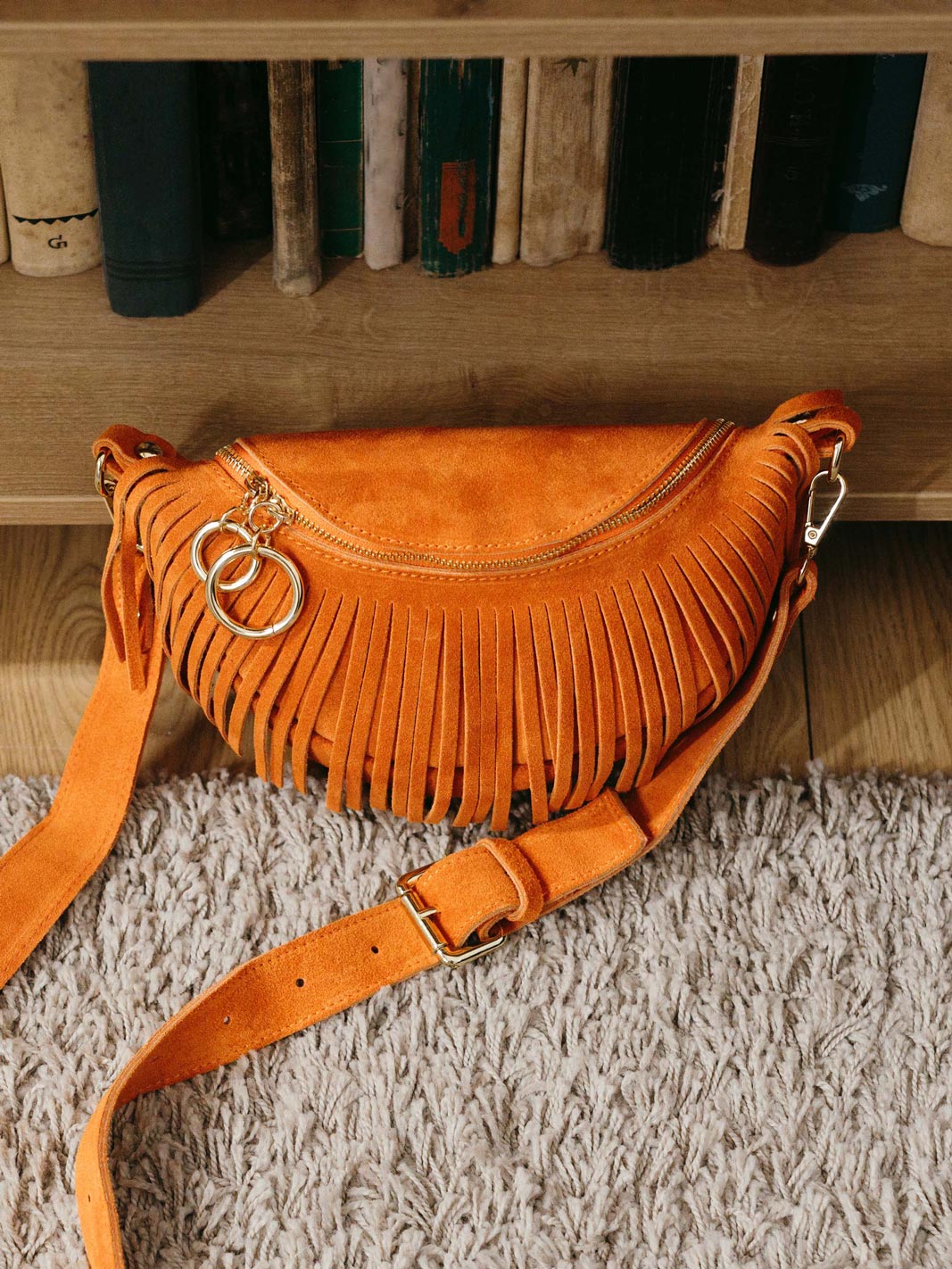 We The Free Convertible Orange Suede Backpack Crossbody Boho Bag Free People Leather Exterior Backpack Bags & Handbags for  main image 4