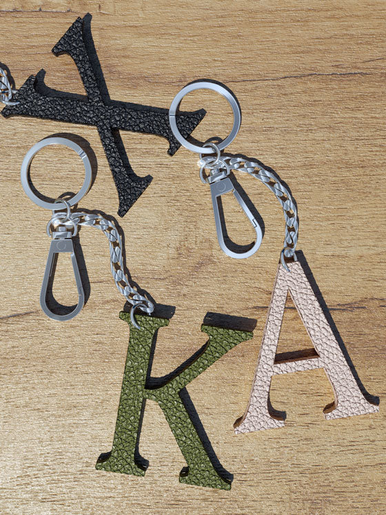 Leather Initial Keychain