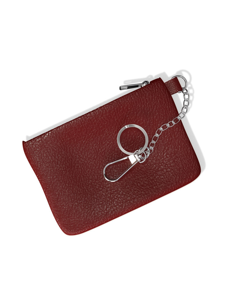Premium Full-Grain Leather Slim Wallet Keychain with Zipper | Adoratti