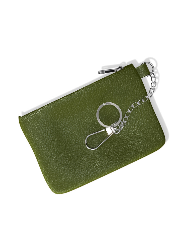 Premium Full-Grain Leather Slim Wallet Keychain with Zipper | Adoratti