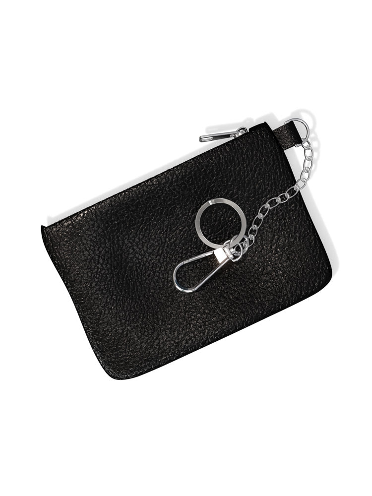 Premium Full-Grain Leather Slim Wallet Keychain with Zipper | Adoratti