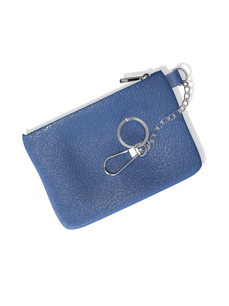 Premium Full-Grain Leather Slim Wallet Keychain with Zipper | Adoratti