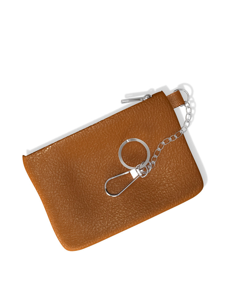 Premium Full-Grain Leather Slim Wallet Keychain with Zipper | Adoratti
